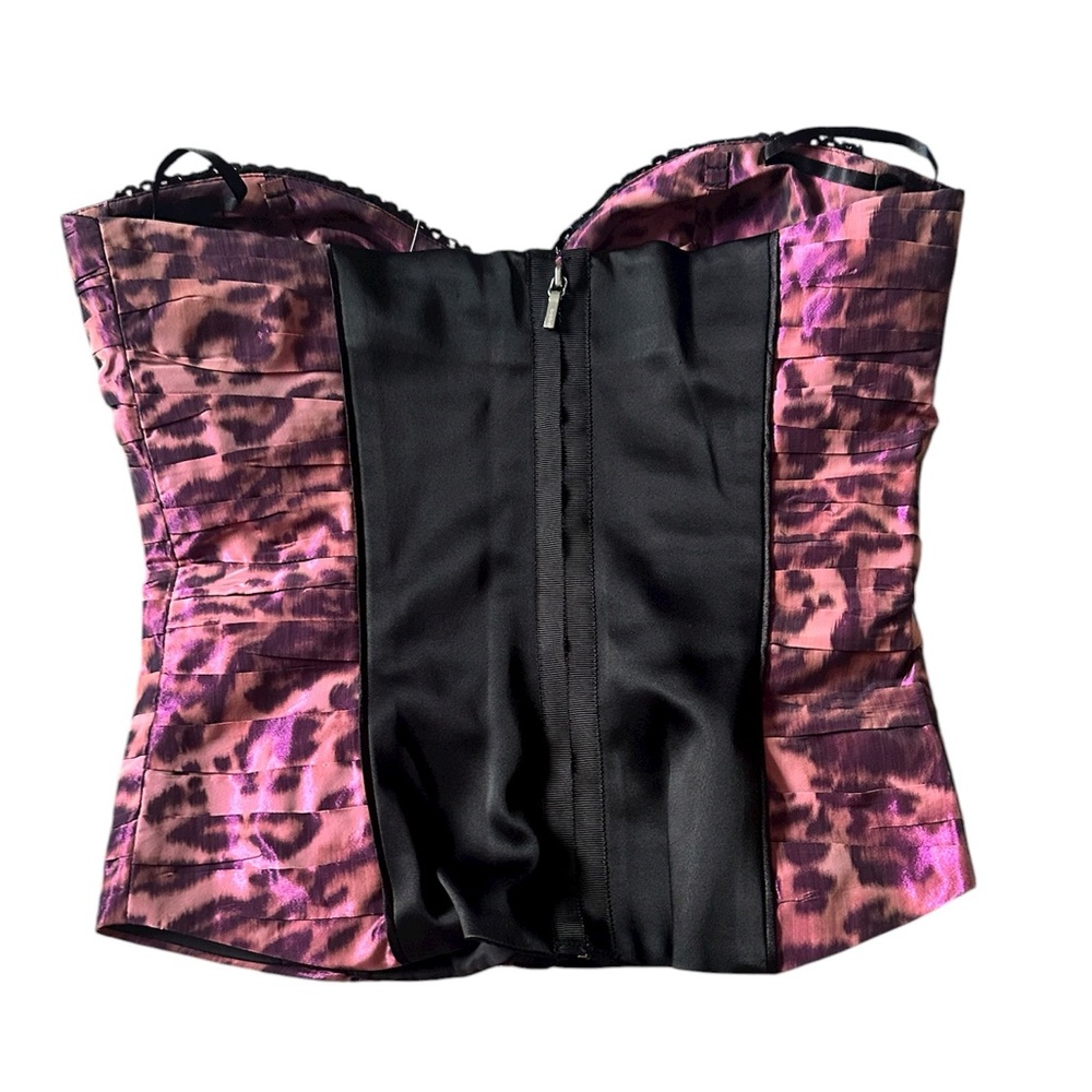 BEBE CORSET PINK PURPLE BLACK CROP TOP S - Picture 3 of 11